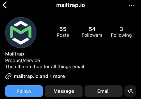 mailtrap instagram biography example