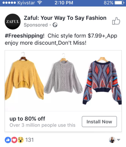 Zaful Facebook post