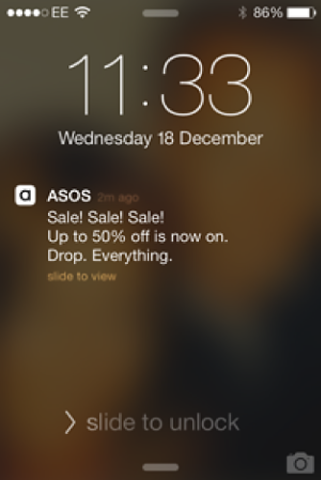 ASOS engagement notification