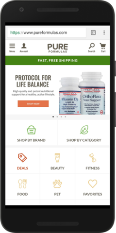 Pure Formulas progressive web app