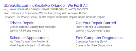 uBreakiFix Google advertisement