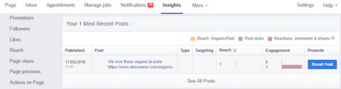 Facebook page insights