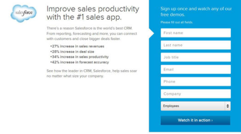 Screenshot of Salesforce web form
