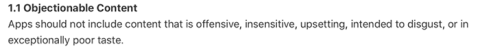 Objectionable content guidelines