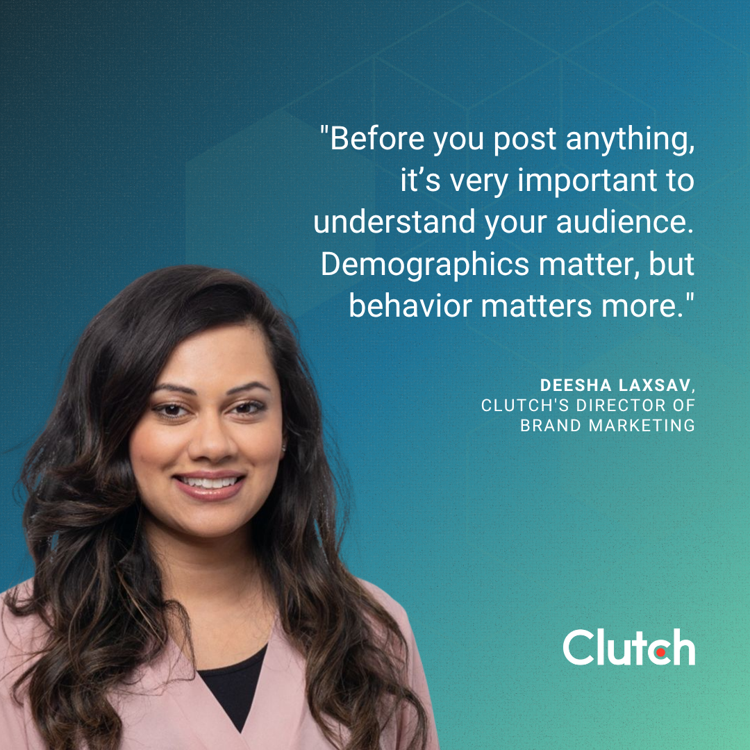 Deesha Laxsav, Clutch's Director of Brand Marketing