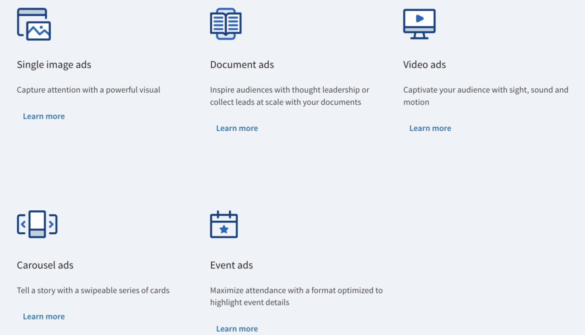 example of types of LinkedIn ads
