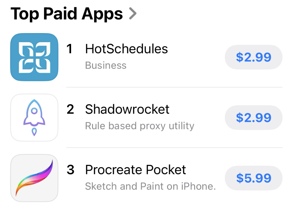 top paid apps with icons on app store