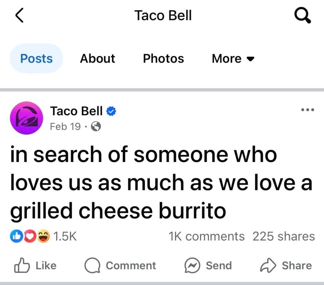 Taco Bell's Facebook post
