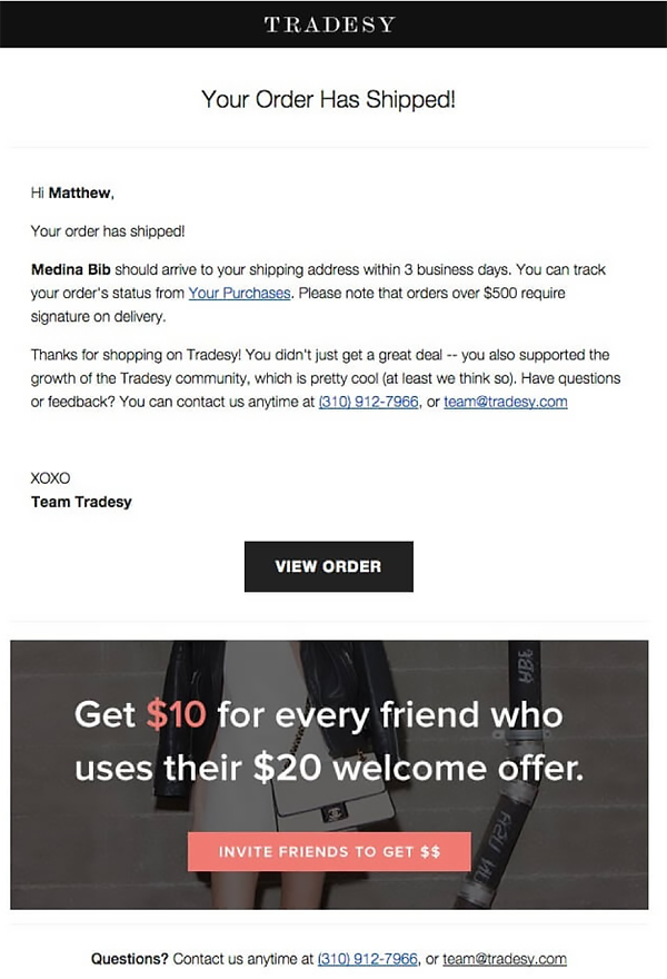 Automated emails that confirm purchases reassure users that their payment was processed