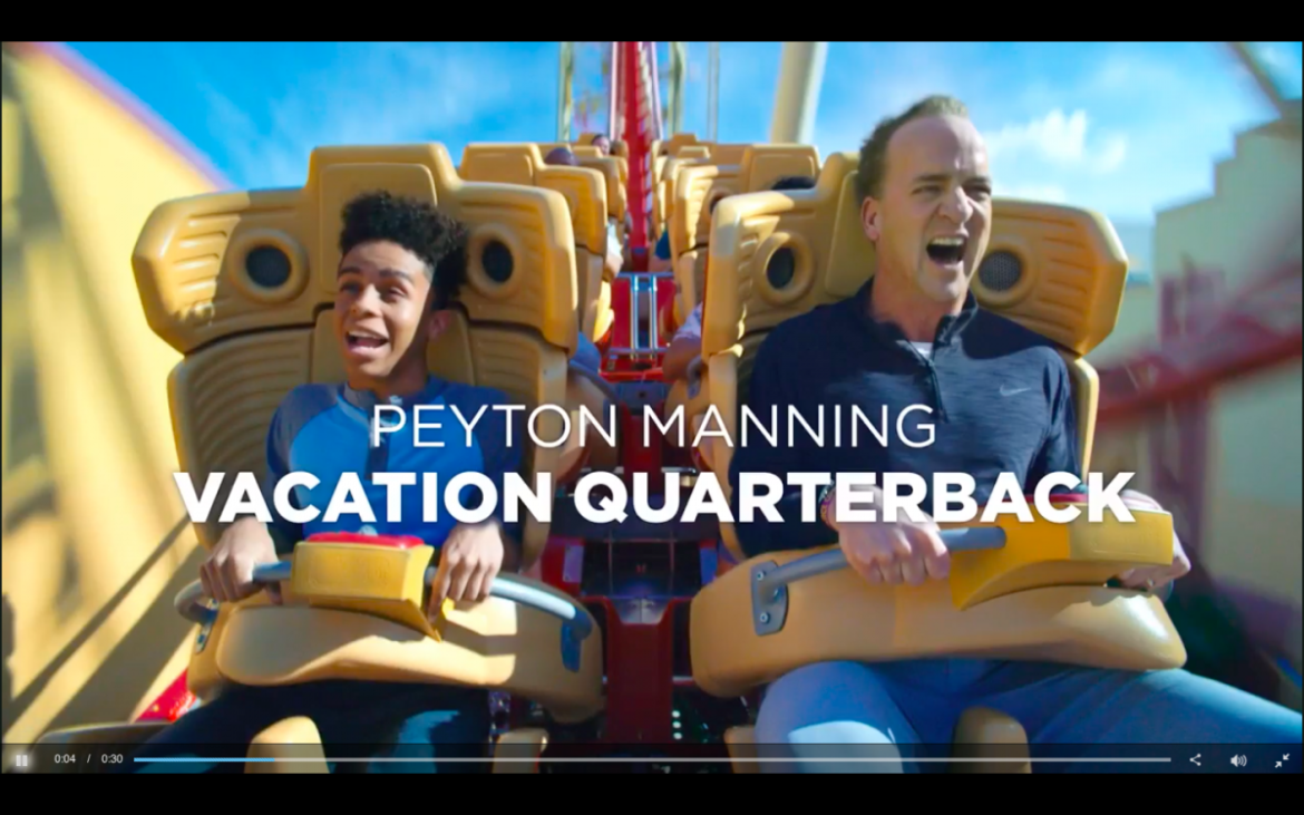 Universal Studios Super Bowl LII advertisement with Peyton Manning