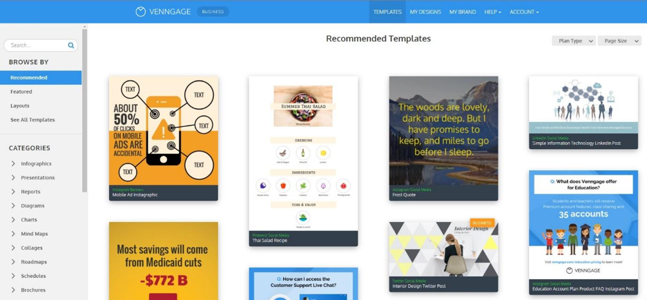 venngage template dashboard