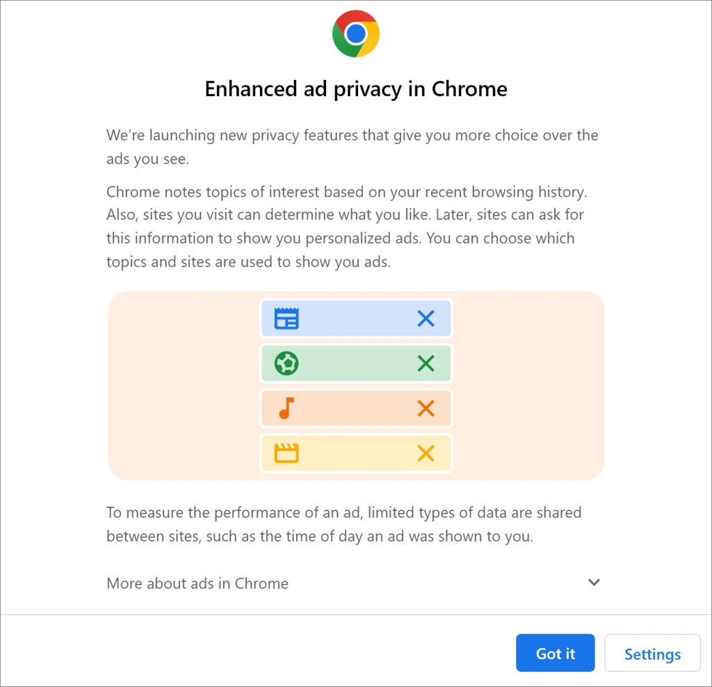 Enhanced ad privacy in Chrome