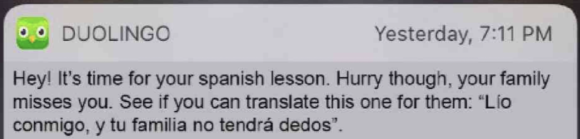 example of push notification as a benefits of mobile app for business
