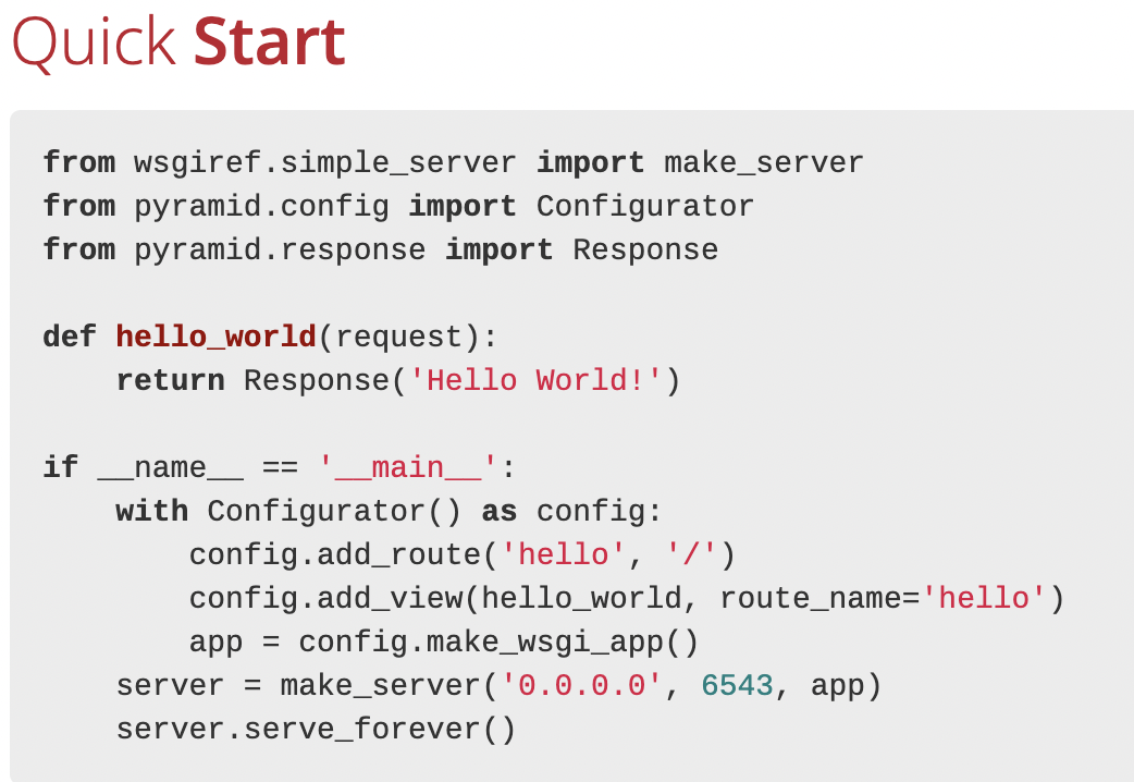 how to get started with Pyramid - code