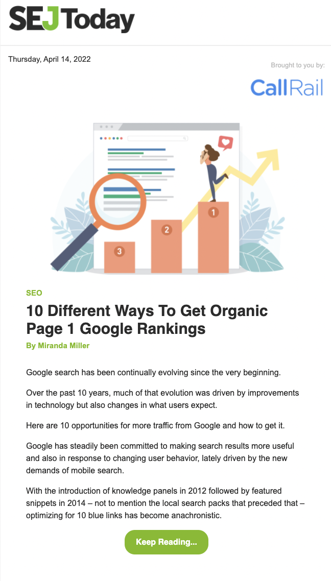 SEJ Today marketing email