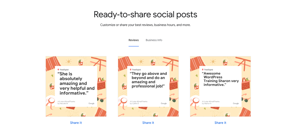 Some small businesses use Small Thanks to create marketing materials that feature positive reviews and testimonials. 
