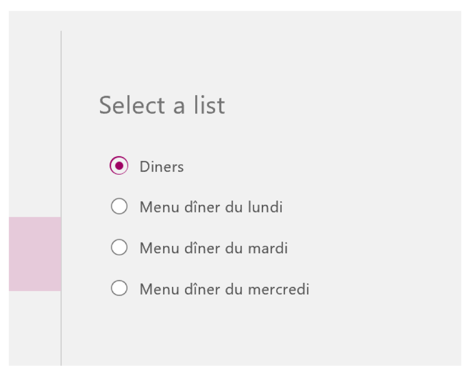 Potential options could include restaurants and then the option to view menus for certain days of the week.