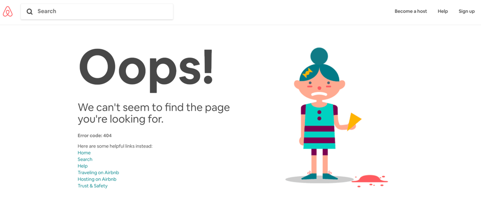 Airbnb 404 page