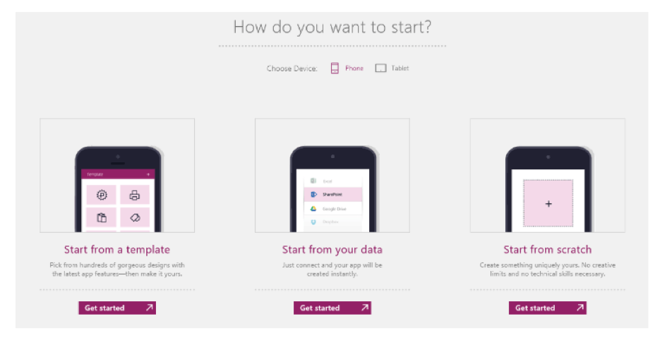You can start from a template, your own data, or scratch.
