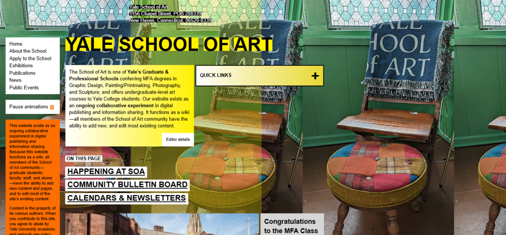 Yale School of Art's web page