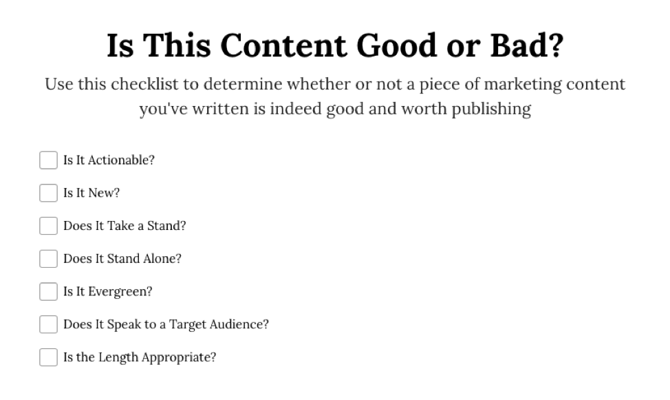 Content Checklist