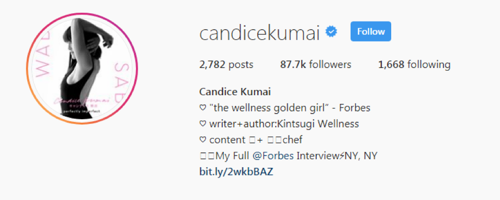 Instagram influencer @candicekumai