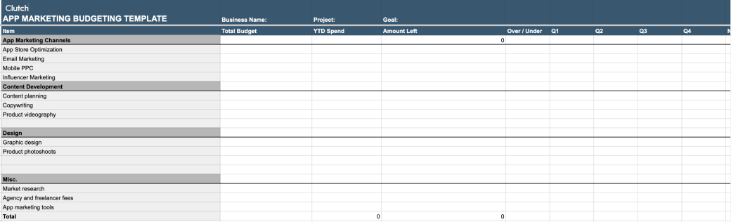 app marketing template
