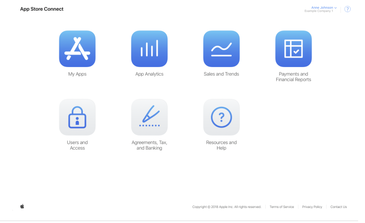 App Store Connect account for registering app idea names