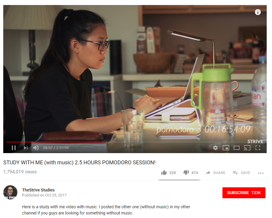 Study with Me YouTube screenshot