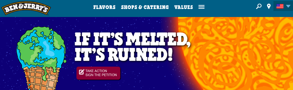 Ben & Jerry’s demonstrates CSR by supporting social issues relating to the environment and human rights.