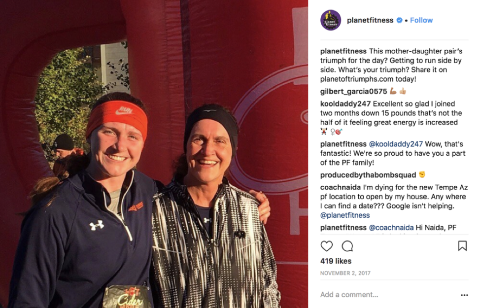 Planet Fitness shares user generated content.