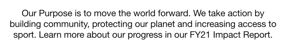 Nike purpose and company philosophy example