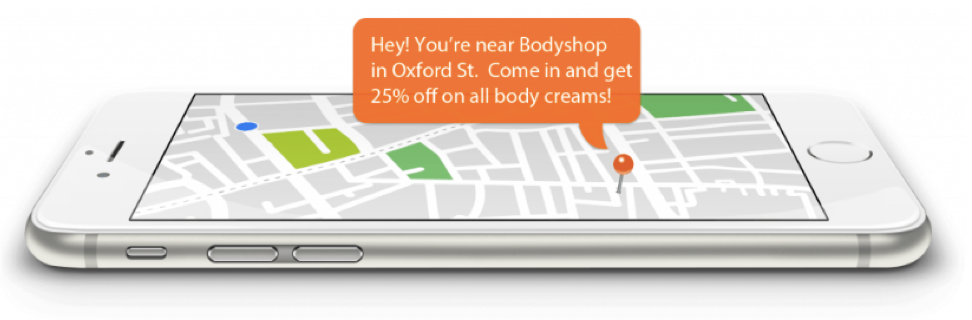Beacons send out a signal that delivers push notifications.
