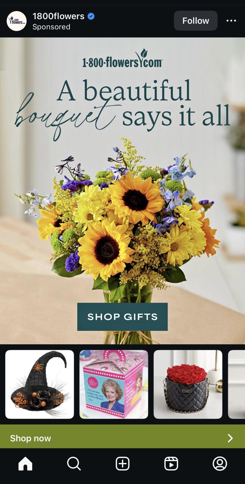 1800 flowers instagram post