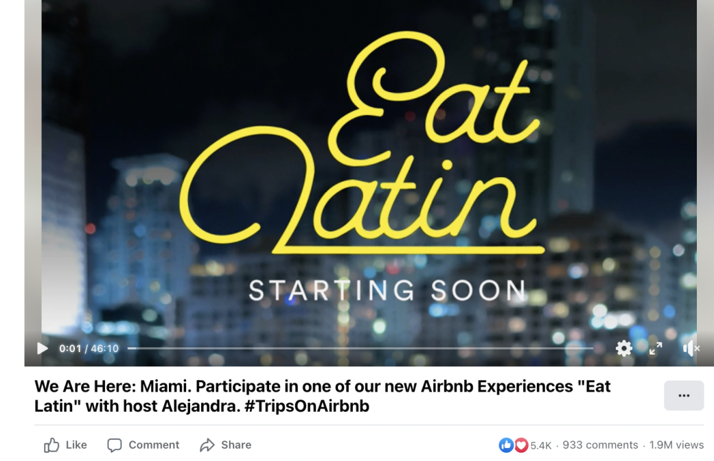 Airbnb Facebook Live Video Marketing Promotion