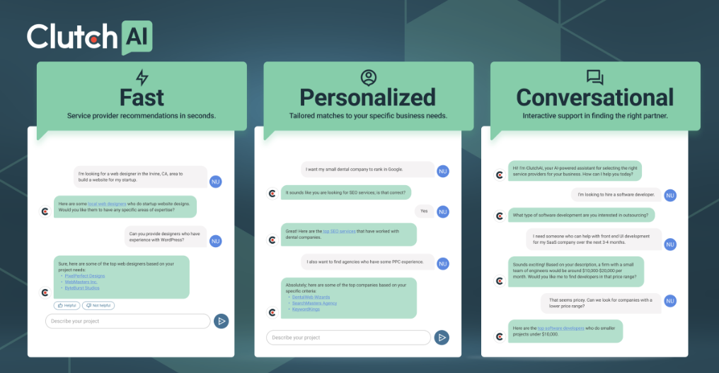 ClutchAI uses a chatbot environment to interact with buyers in real-time