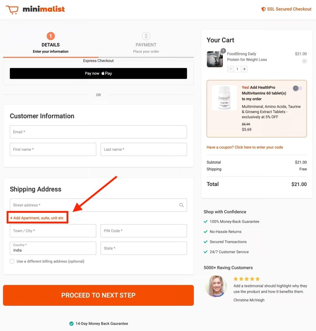 Hiding optional fields example