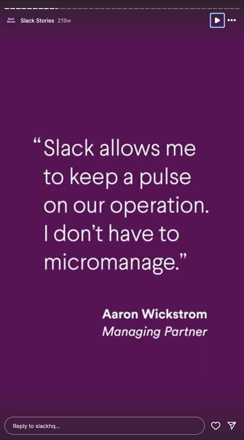 Slack Instagram story