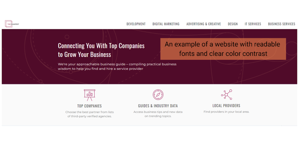 Color contrast and readability example 