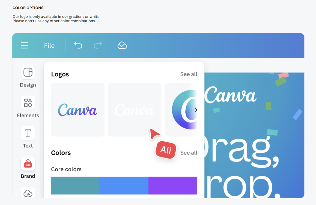 Canva's color palette guidelines