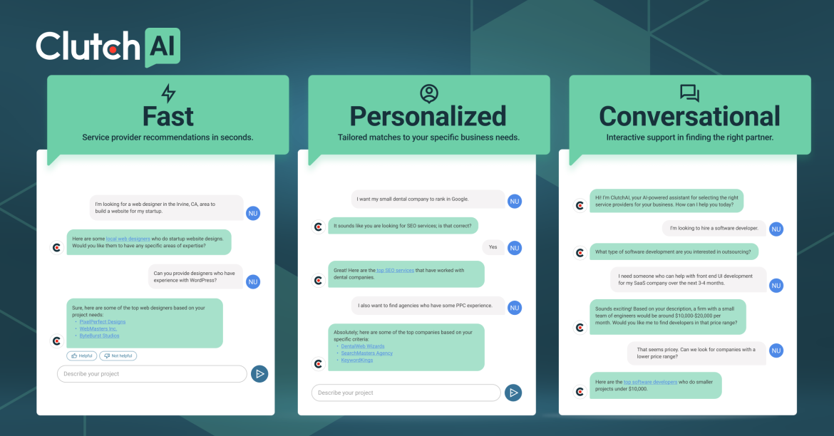 ClutchAI is fast, personalized, and conversational in meeting your specific business needs.