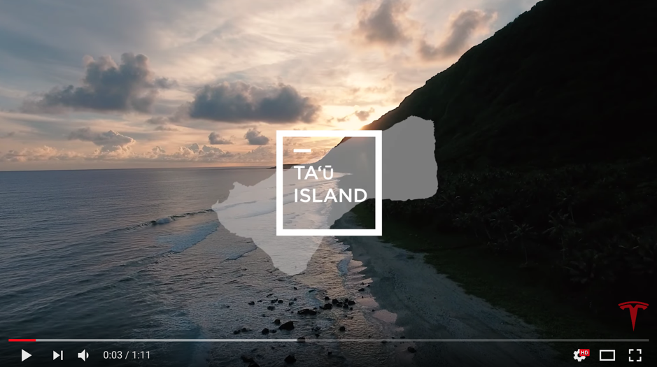Tesla Ta'u island video