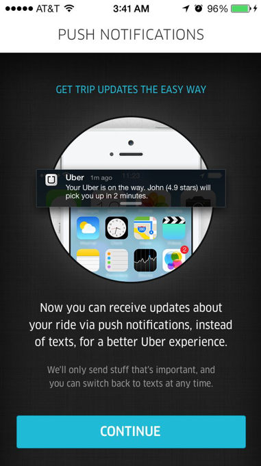 Uber push notifications