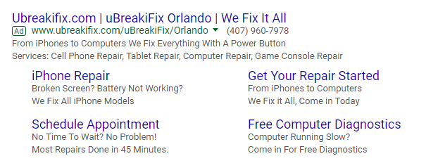 uBreakiFix Google advertisement