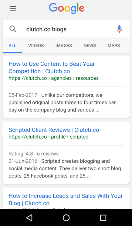 Search results can offer a simple list of website links.