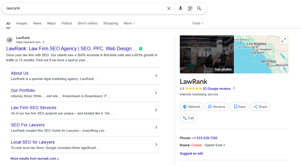 Google search results for 