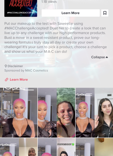 MAC TikTok ads example
