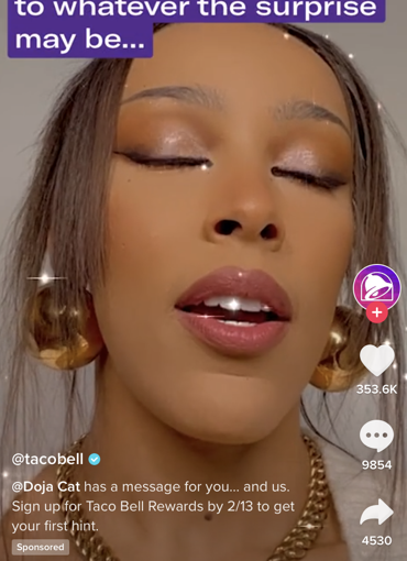 Taco Bella and Doja Cat TikTok ads example