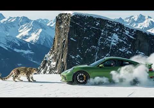 Advertising Package Example: Porsche Leopard Chase in Snowy Alps