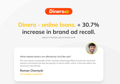 Branding Package Example: Impact of Youtube ads on brand recall +30.7%